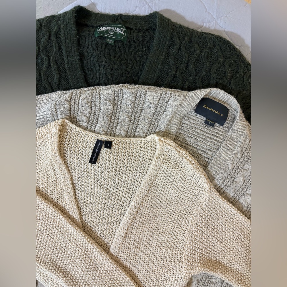 LOT of 3 knit cardigans, size XS/S